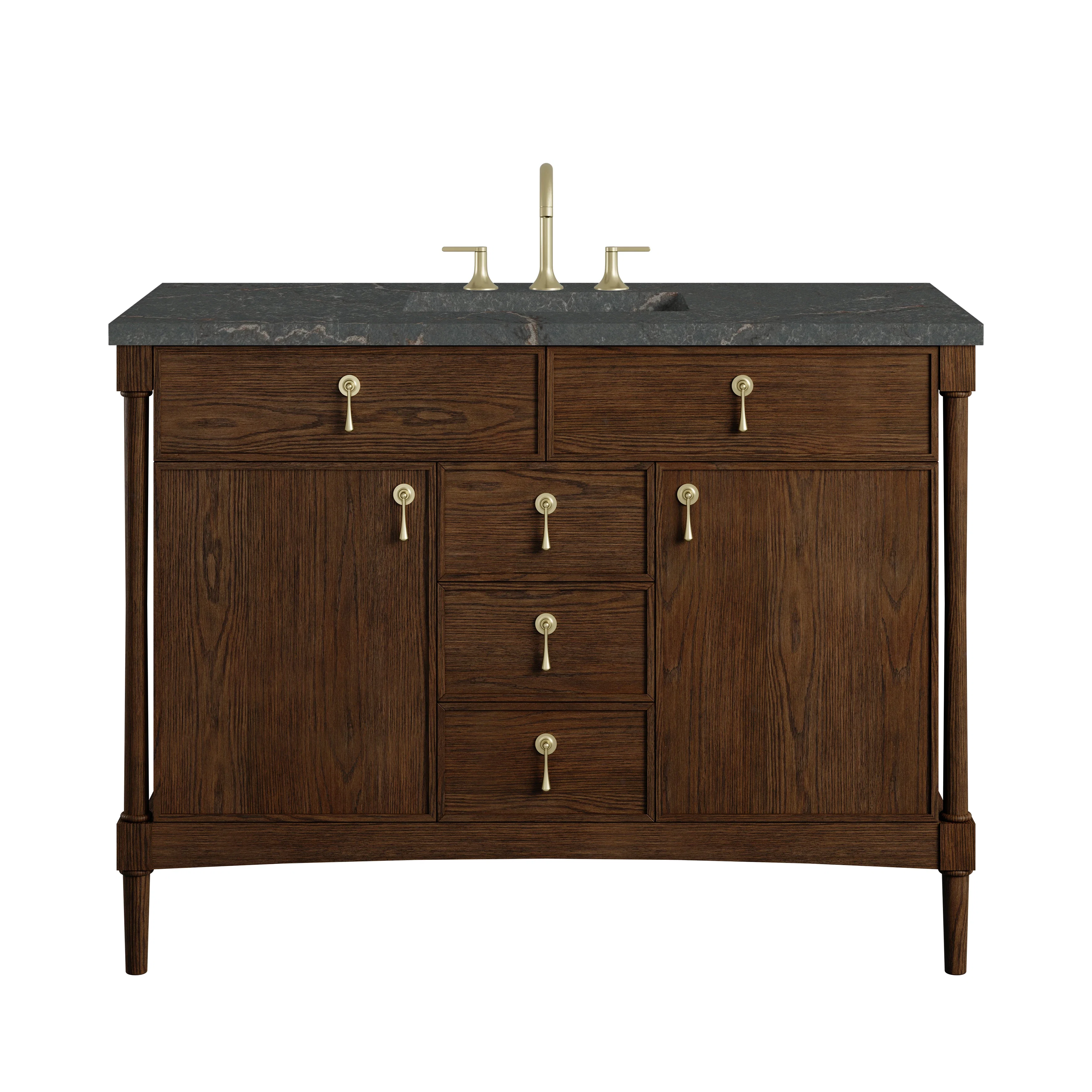 Kinnsden 48" Single Vanity, Sable Oak w/ 3 CM Parisien Bleu Silestone Top