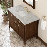 Kinnsden 48" Single Vanity, Sable Oak w/ 3 CM Victorian Silver Silestone Top