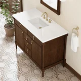 Kinnsden 48" Single Vanity, Sable Oak w/ 3 CM White Zeus Silestone Top