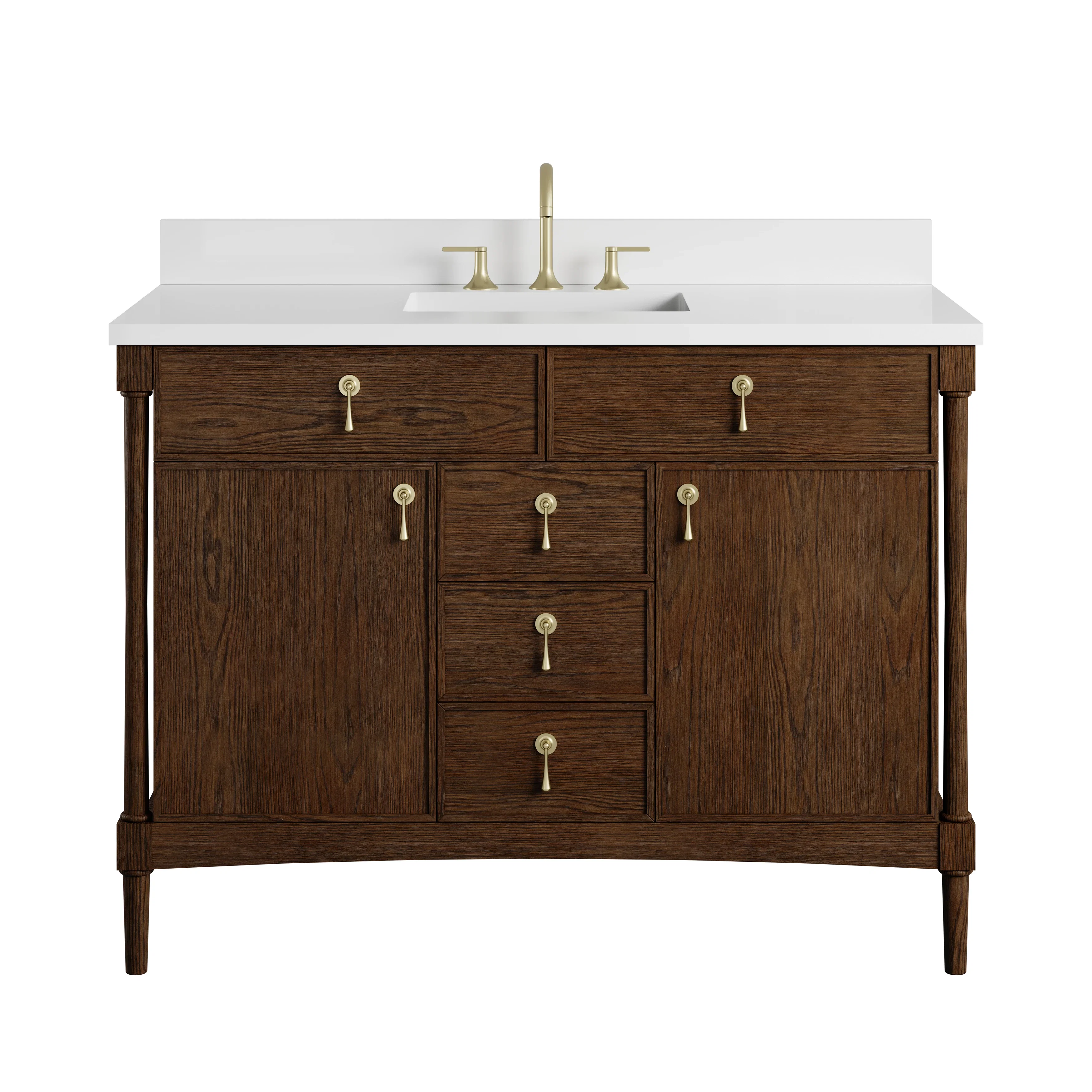 Kinnsden 48" Single Vanity, Sable Oak w/ 3 CM White Zeus Silestone Top