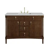 Kinnsden 48" Single Vanity, Sable Oak w/ 3 CM Ethereal Noctis Silestone Top w/FreePower Wireless Charger