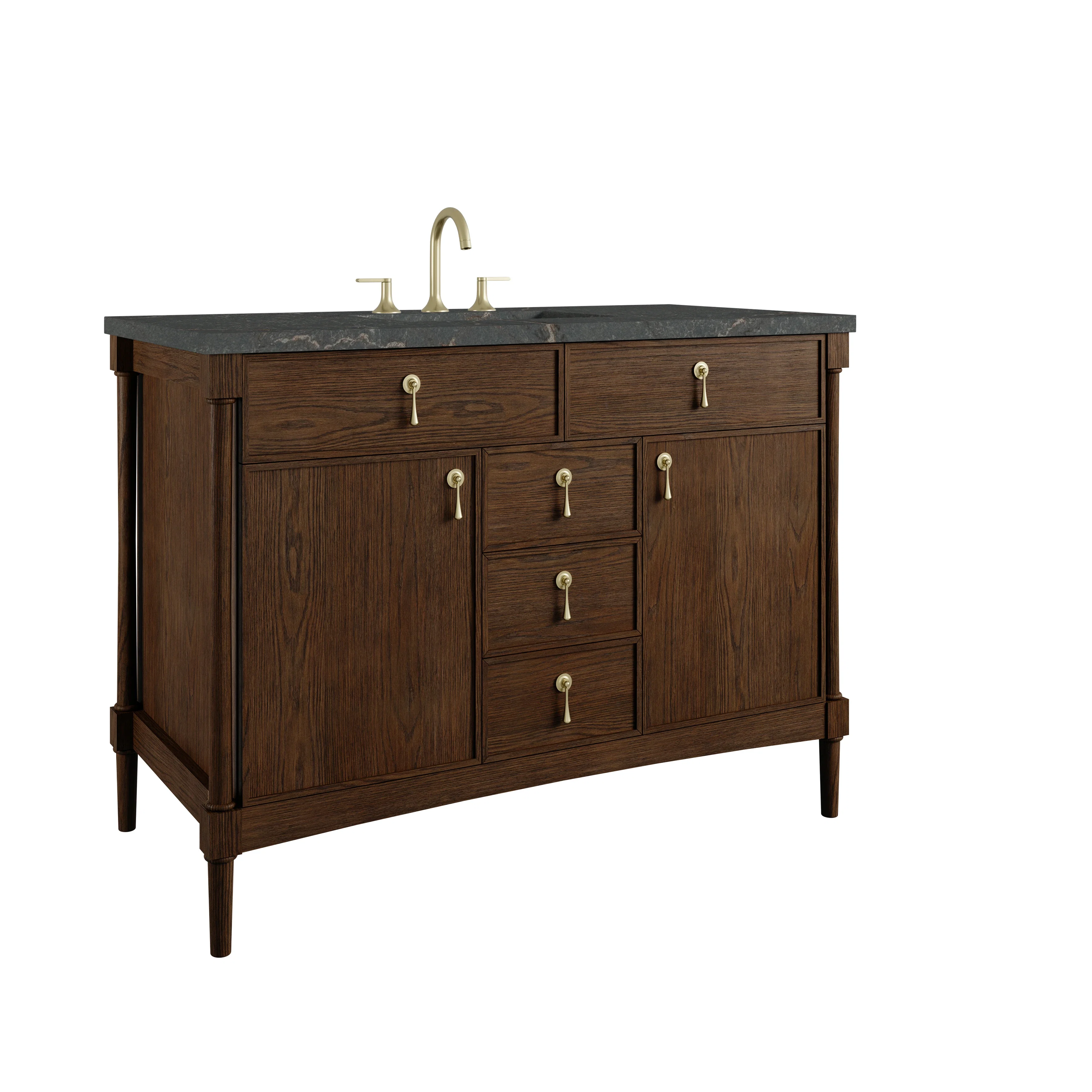 Kinnsden 48" Single Vanity, Sable Oak w/ 3 CM Parisien Bleu Silestone Top w/FreePower Wireless Charger