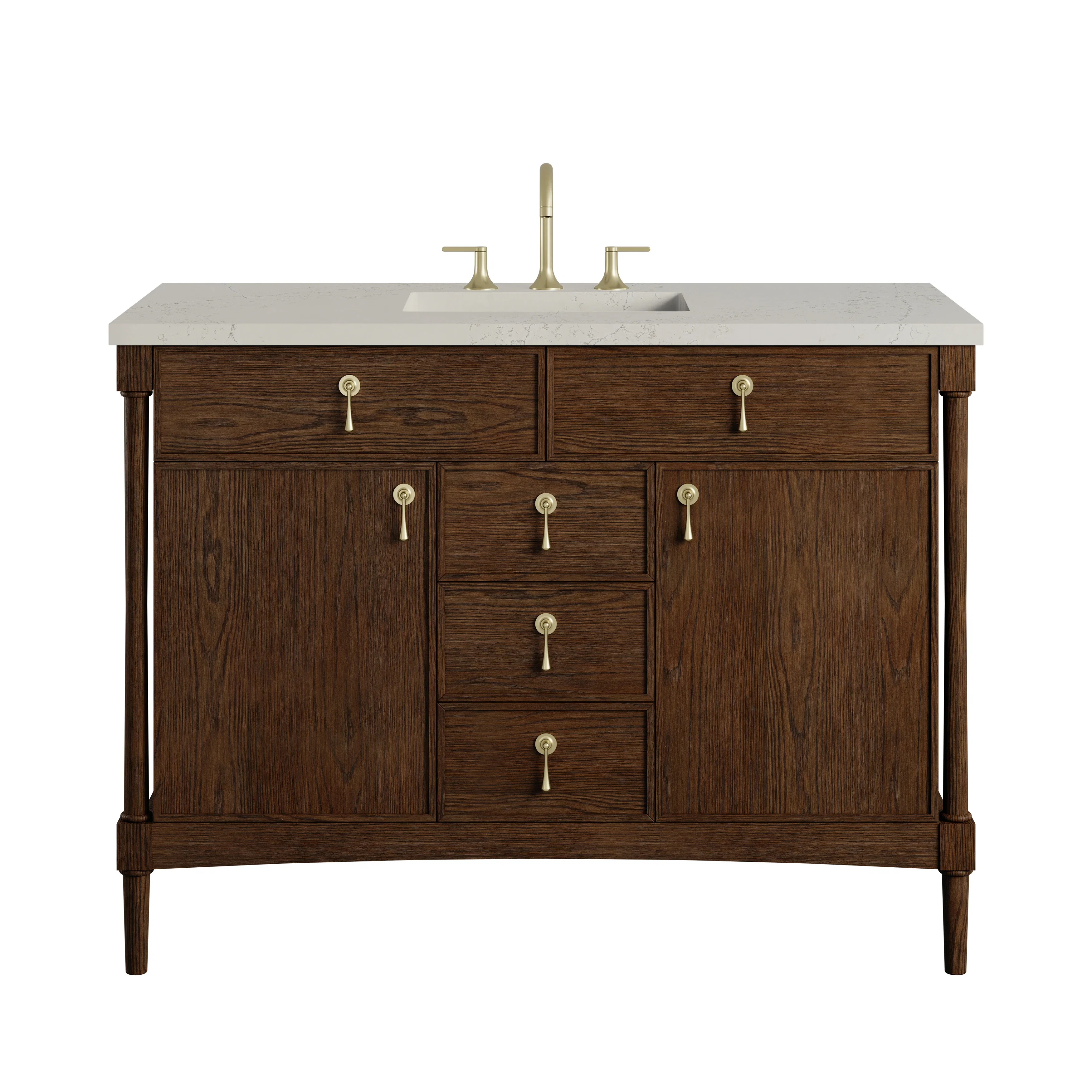 Kinnsden 48" Single Vanity, Sable Oak w/ 3 CM Siberian Silestone Top w/FreePower Wireless Charger