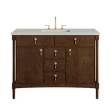Kinnsden 48" Single Vanity, Sable Oak w/ 3 CM Siberian Silestone Top w/FreePower Wireless Charger