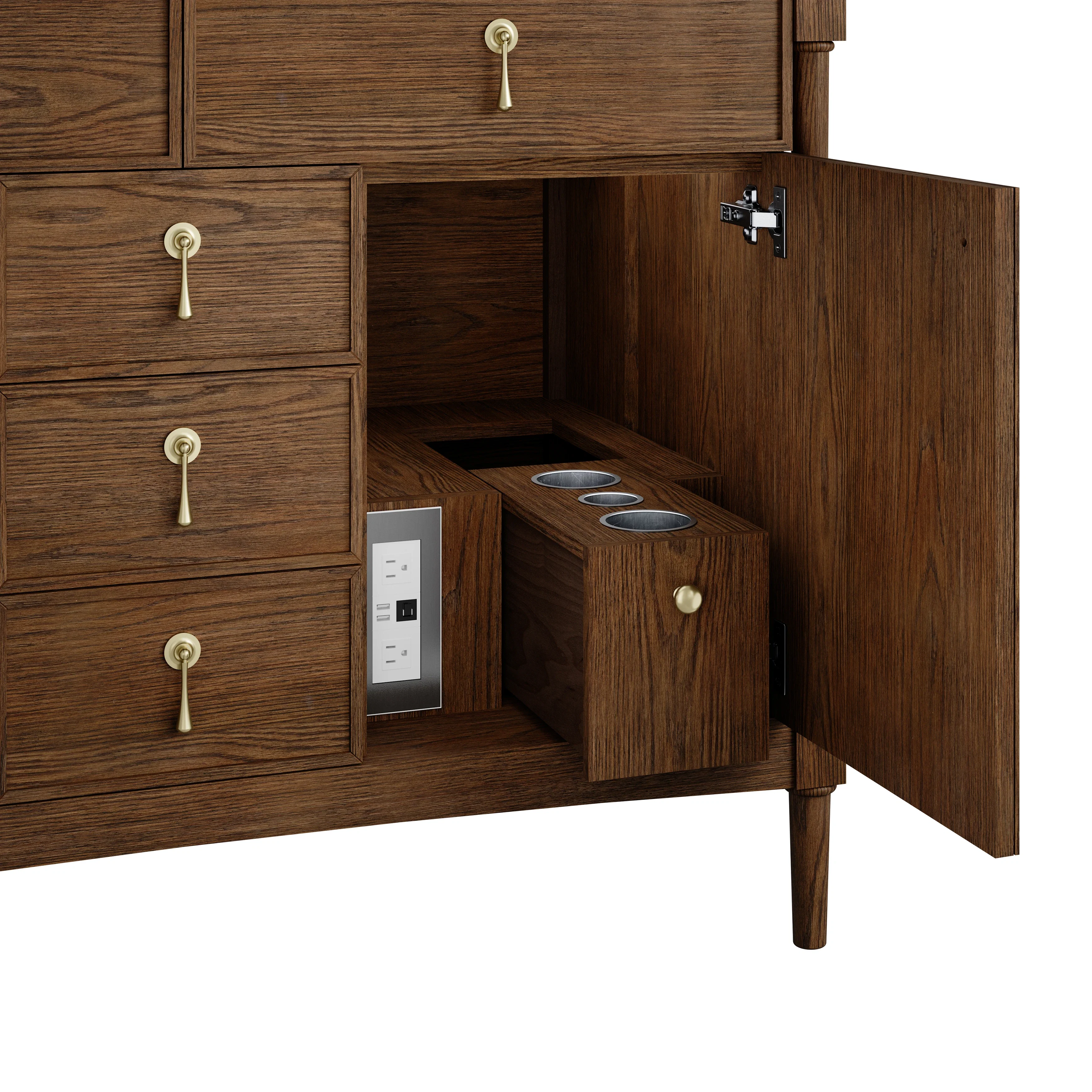 Kinnsden 48" Single Vanity, Sable Oak w/ 3 CM Siberian Silestone Top w/FreePower Wireless Charger