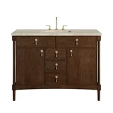Kinnsden 48" Single Vanity, Sable Oak w/ 3 CM Tajnar Eclos Top w/FreePower Wireless Charger