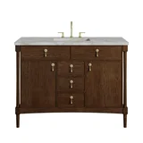 Kinnsden 48" Single Vanity, Sable Oak w/ 3 CM Victorian Silver Silestone Top w/FreePower Wireless Charger