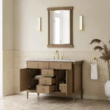 Kinnsden 48" Single Vanity, Weathered Oak w/ 3 CM Carrara Marble Top
