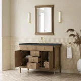 Kinnsden 48" Single Vanity, Weathered Oak w/ 3 CM Charcoal Soapstone Silestone Top