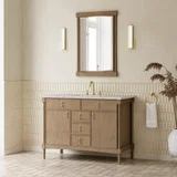 Kinnsden 48" Single Vanity, Weathered Oak w/ 3 CM Eternal Jasmine Pearl Silestone Top