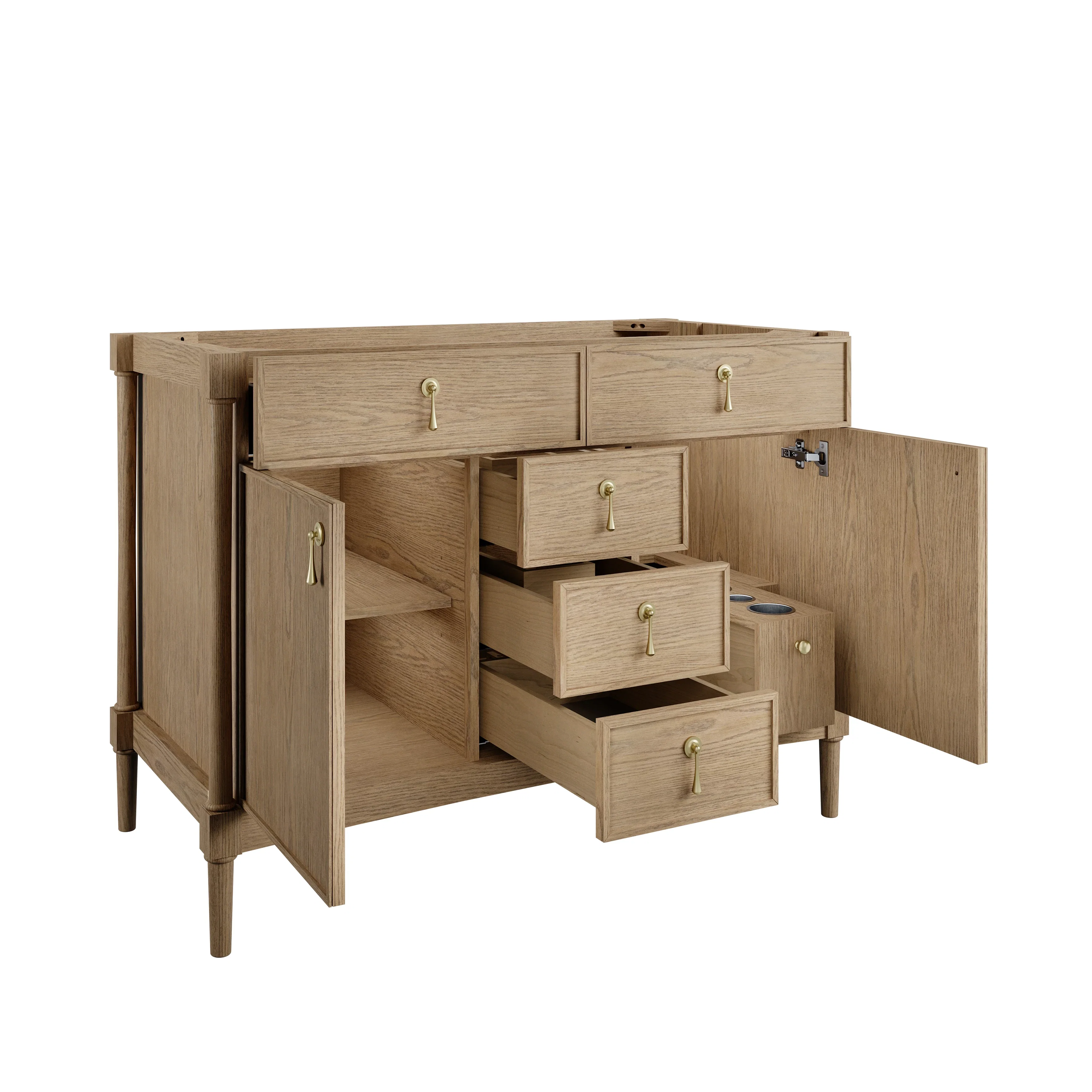 Kinnsden 48" Single Vanity, Weathered Oak w/ 3 CM Eternal Jasmine Pearl Silestone Top
