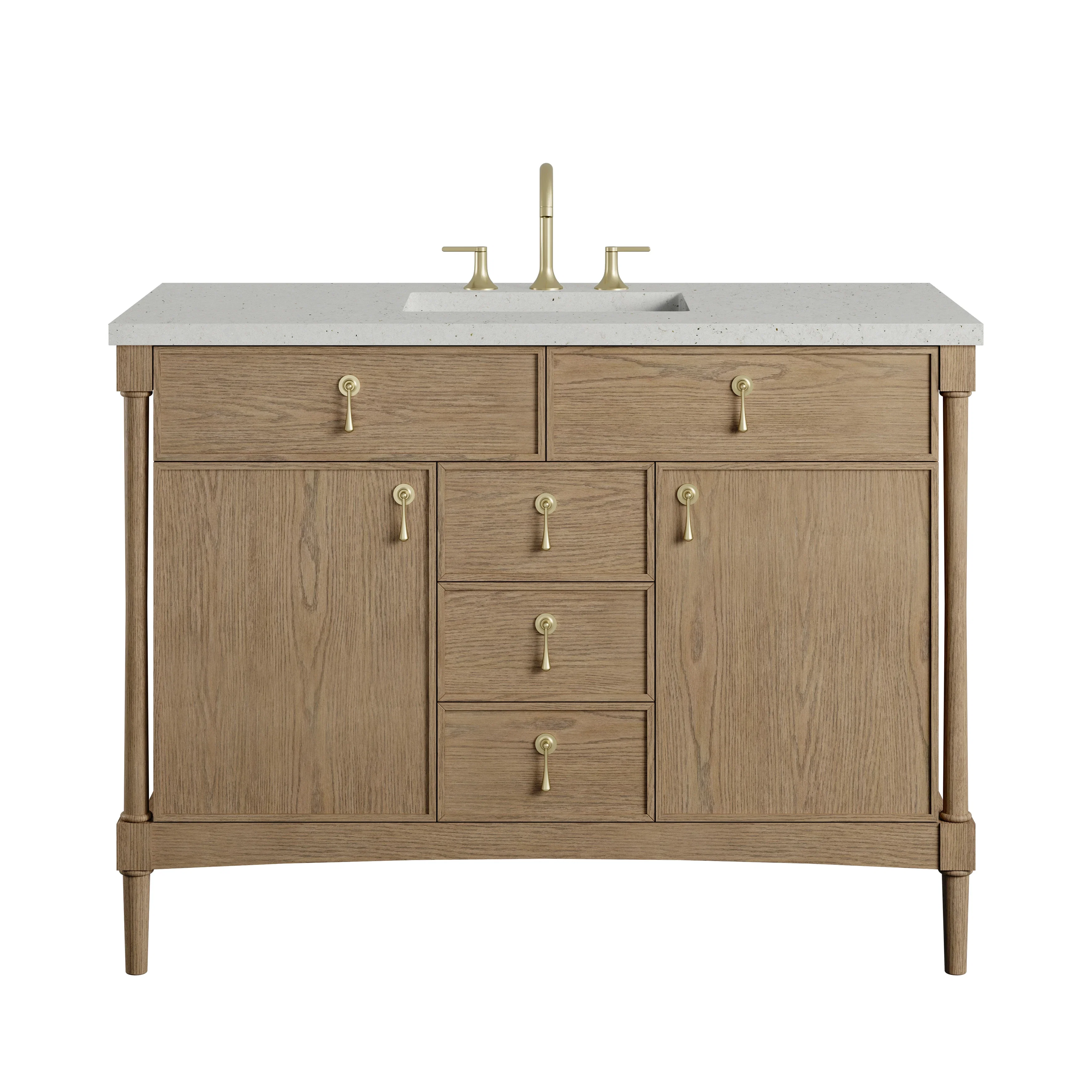 Kinnsden 48" Single Vanity, Weathered Oak w/ 3 CM Lime Delight Silestone Top