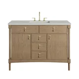 Kinnsden 48" Single Vanity, Weathered Oak w/ 3 CM Lime Delight Silestone Top