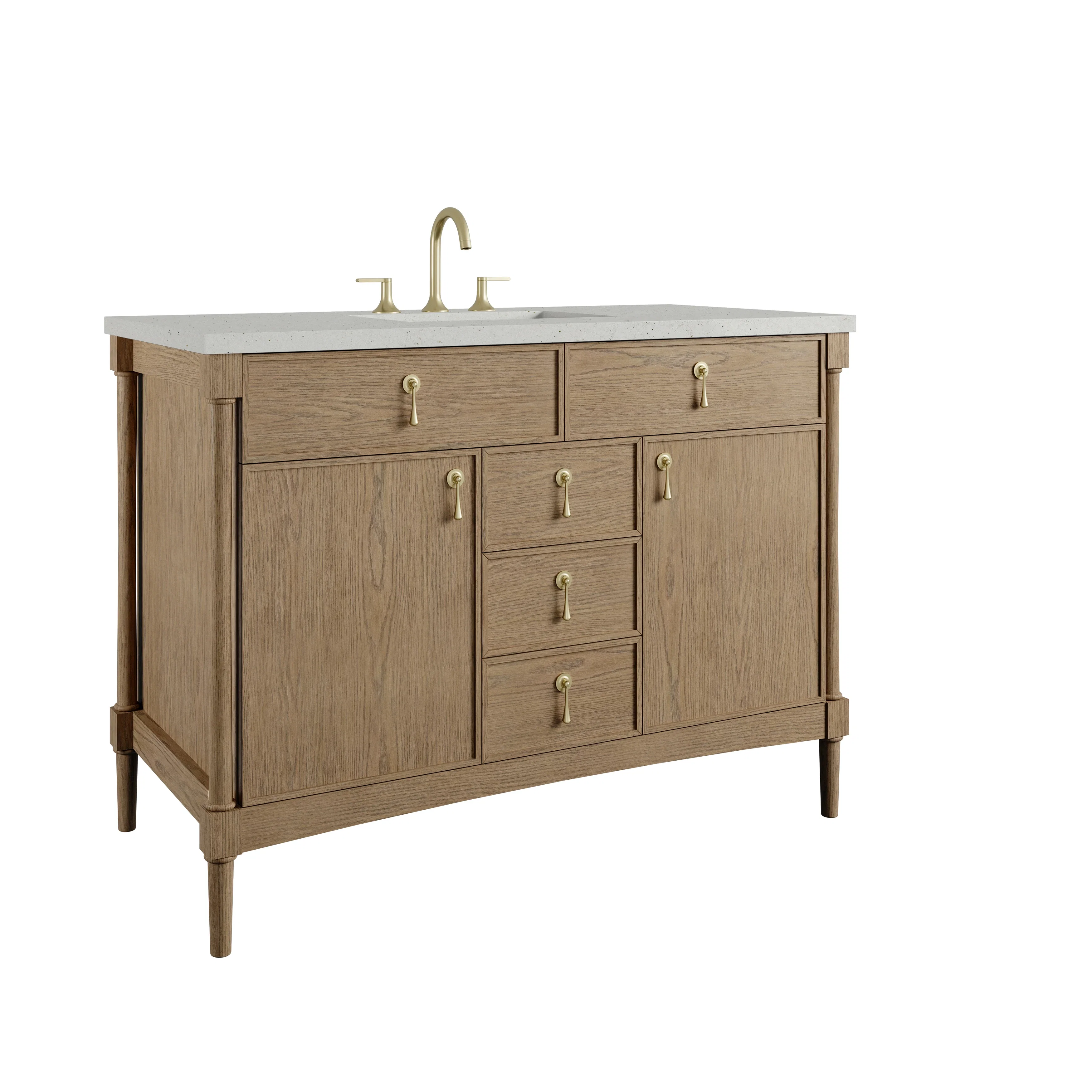 Kinnsden 48" Single Vanity, Weathered Oak w/ 3 CM Lime Delight Silestone Top