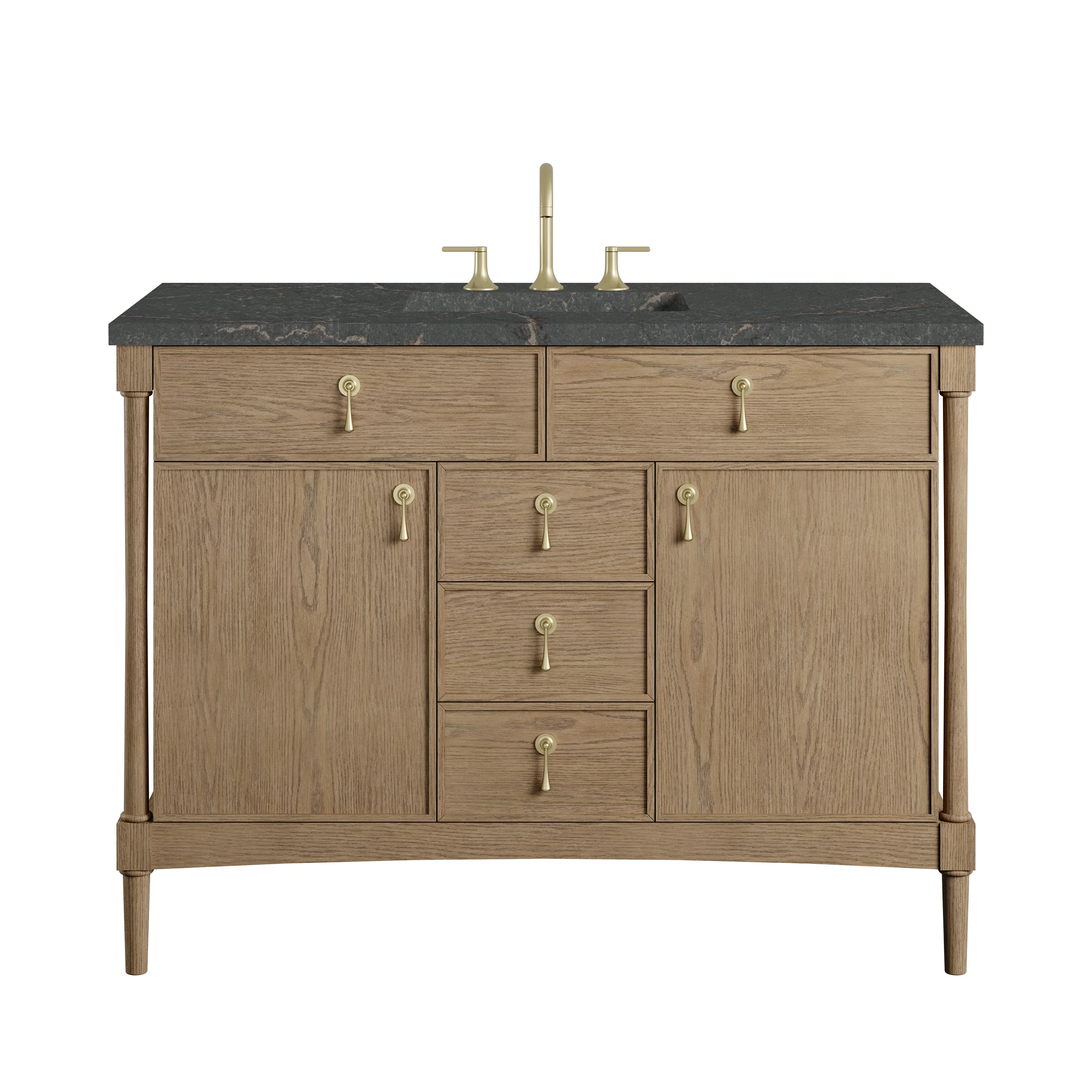 Kinnsden 48" Single Vanity, Weathered Oak w/ 3 CM Parisien Bleu Silestone Top