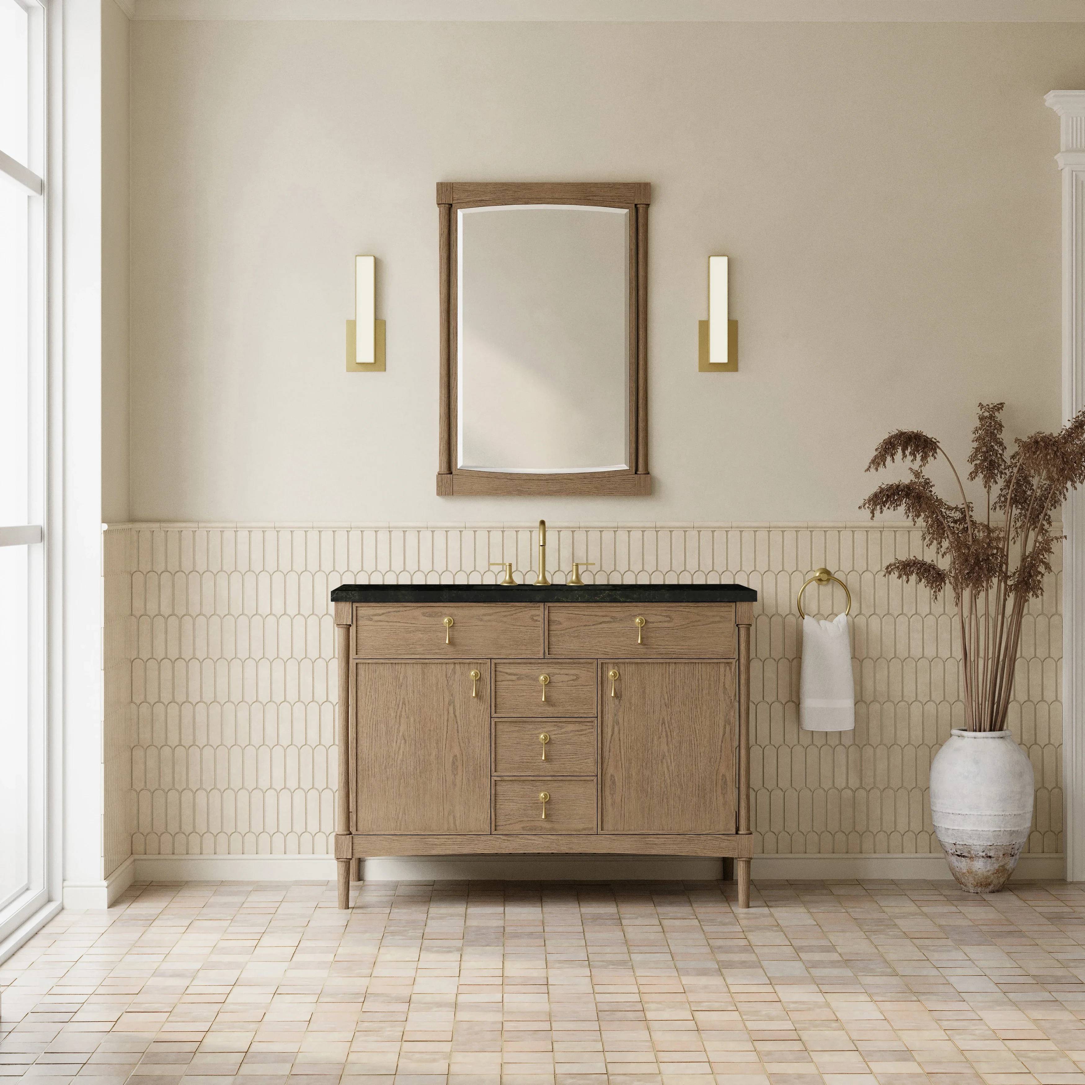 Kinnsden 48" Single Vanity, Weathered Oak w/ 3 CM Phantome Eclos Top