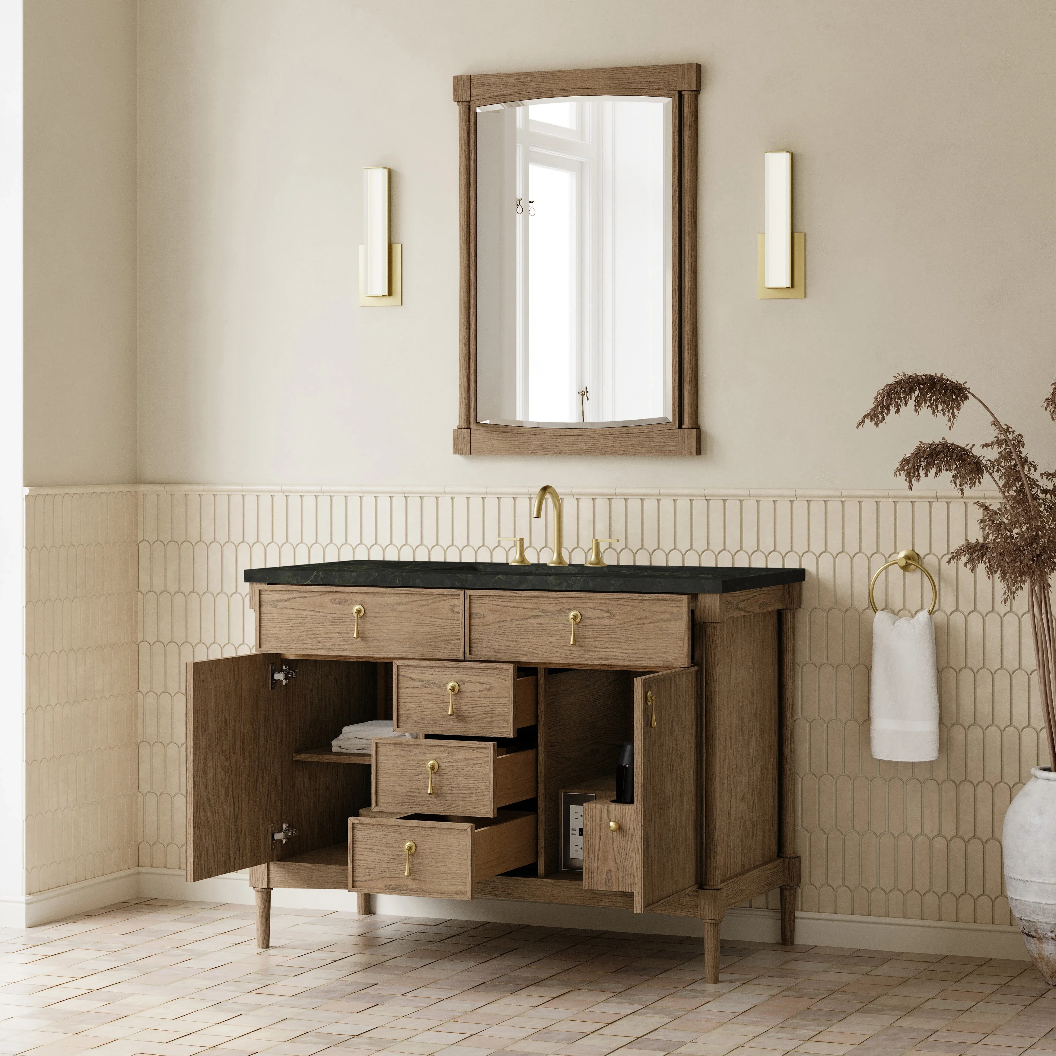 Kinnsden 48" Single Vanity, Weathered Oak w/ 3 CM Phantome Eclos Top