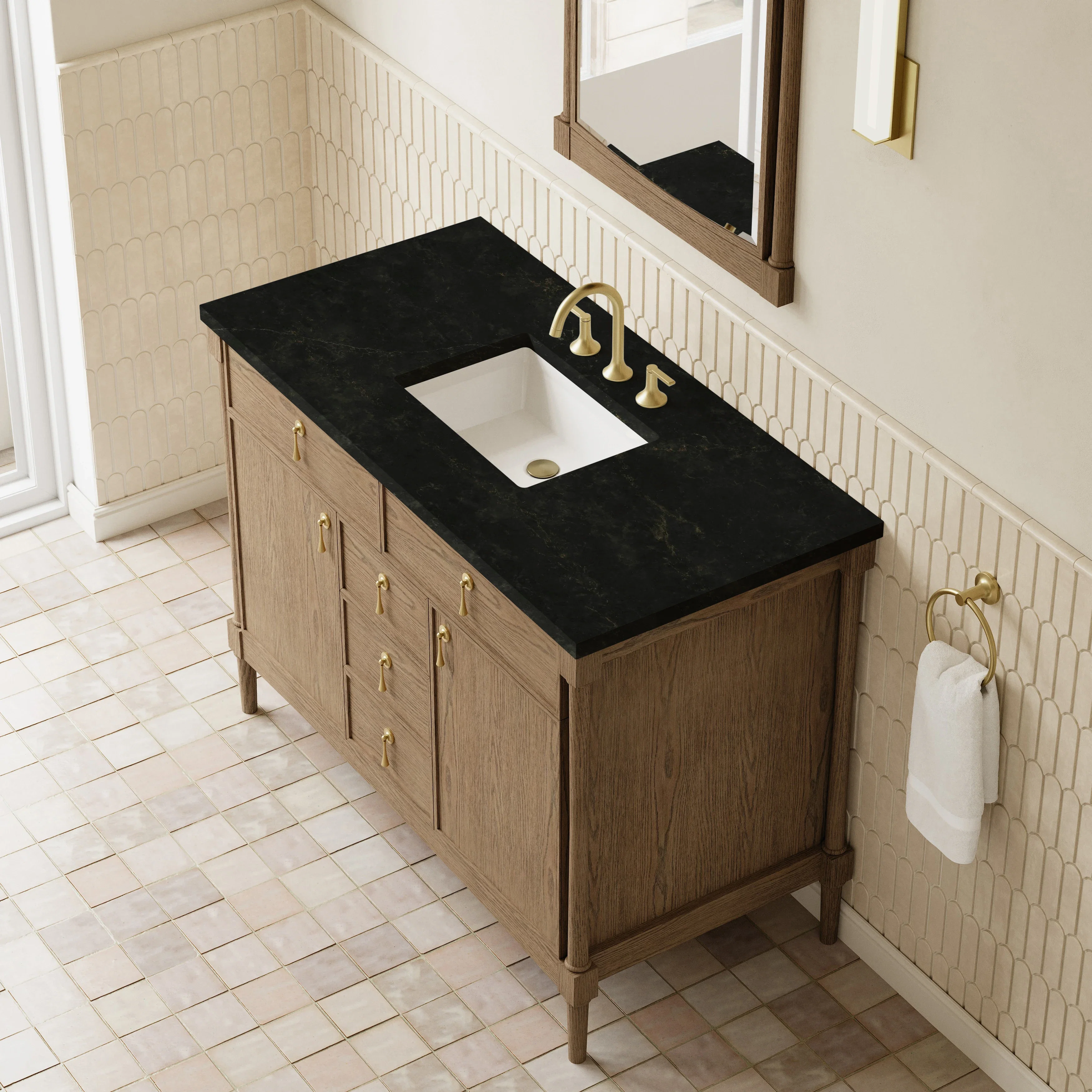 Kinnsden 48" Single Vanity, Weathered Oak w/ 3 CM Phantome Eclos Top