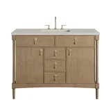 Kinnsden 48" Single Vanity, Weathered Oak w/ 3 CM Siberian Silestone Top