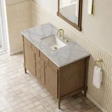 Kinnsden 48" Single Vanity, Weathered Oak w/ 3 CM Victorian Silver Silestone Top