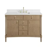 Kinnsden 48" Single Vanity, Weathered Oak w/ 3 CM White Zeus Silestone Top