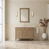 Kinnsden 48" Single Vanity, Weathered Oak w/ 3 CM White Zeus Silestone Top