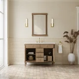 Kinnsden 48" Single Vanity, Weathered Oak w/ 3 CM White Zeus Silestone Top