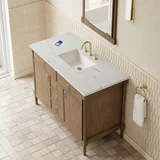 Kinnsden 48" Single Vanity, Weathered Oak w/ 3 CM Ethereal Noctis Silestone Top w/FreePower Wireless Charger