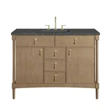 Kinnsden 48" Single Vanity, Weathered Oak w/ 3 CM Parisien Bleu Silestone Top w/FreePower Wireless Charger