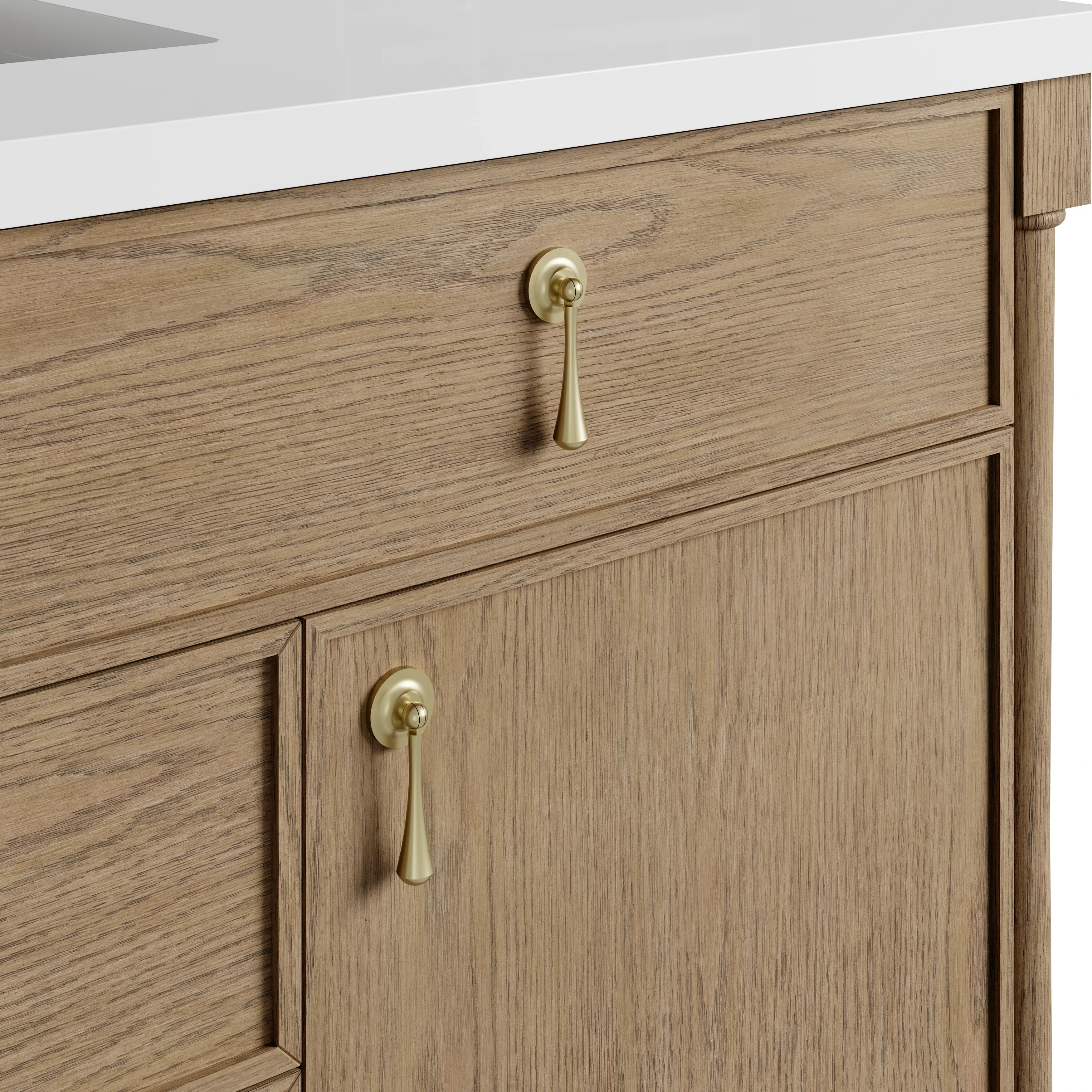 Kinnsden 48" Single Vanity, Weathered Oak w/ 3 CM Parisien Bleu Silestone Top w/FreePower Wireless Charger