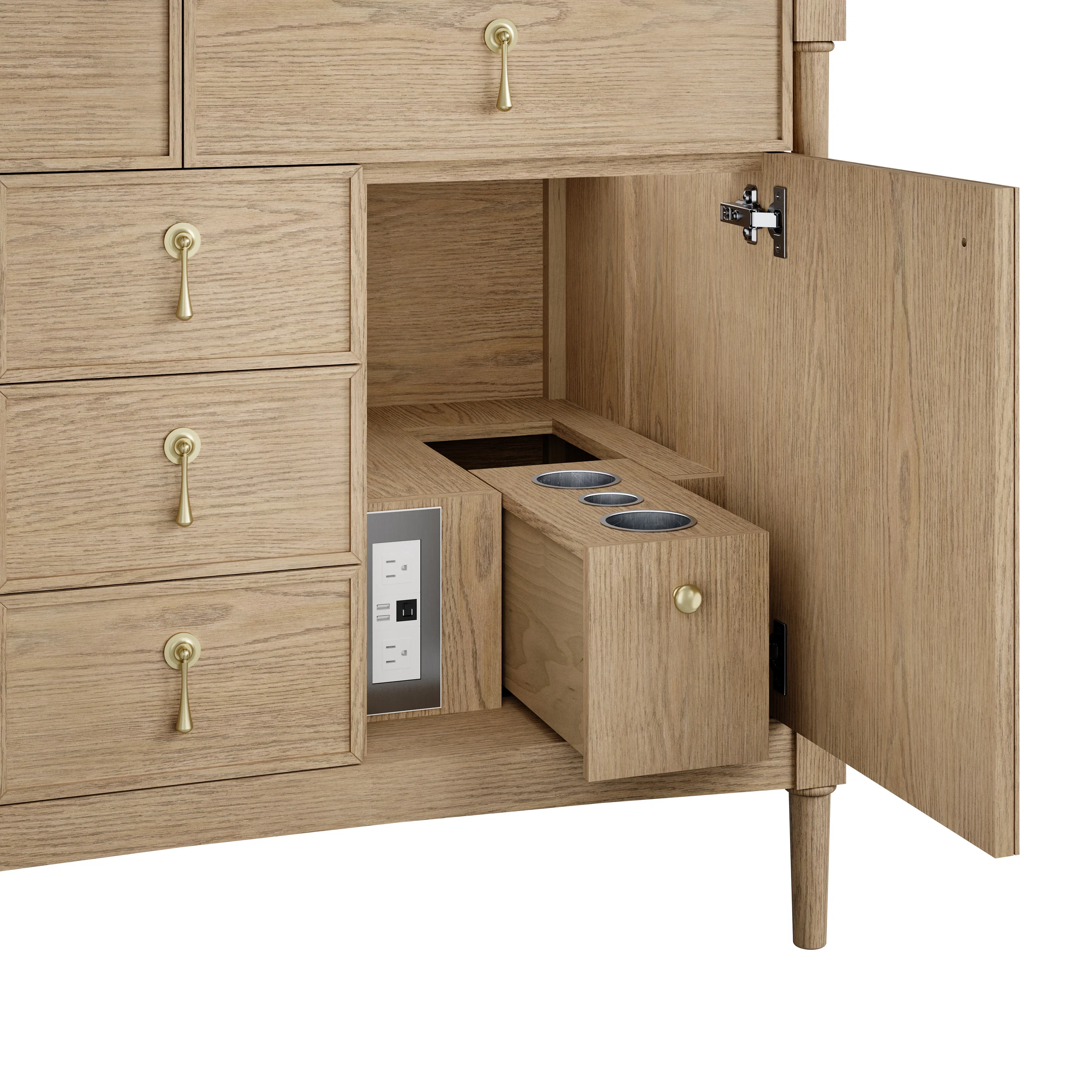 Kinnsden 48" Single Vanity, Weathered Oak w/ 3 CM Parisien Bleu Silestone Top w/FreePower Wireless Charger