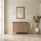 Kinnsden 48" Single Vanity, Weathered Oak w/ 3 CM Parisien Bleu Silestone Top w/FreePower Wireless Charger