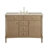 Kinnsden 48" Single Vanity, Weathered Oak w/ 3 CM Tajnar Eclos Top w/FreePower Wireless Charger
