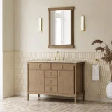 Kinnsden 48" Single Vanity, Weathered Oak w/ 3 CM Tajnar Eclos Top w/FreePower Wireless Charger