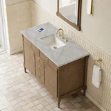 Kinnsden 48" Single Vanity, Weathered Oak w/ 3 CM Victorian Silver Silestone Top w/FreePower Wireless Charger