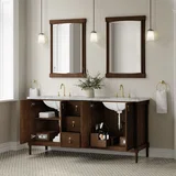 Kinnsden 72" Double Vanity, Sable Oak w/ 3 CM Carrara Marble Top