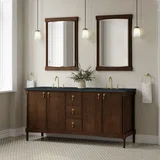 Kinnsden 72" Double Vanity, Sable Oak w/ 3 CM Charcoal Soapstone Silestone Top
