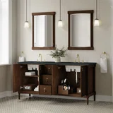 Kinnsden 72" Double Vanity, Sable Oak w/ 3 CM Charcoal Soapstone Silestone Top