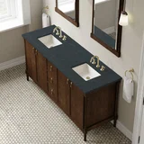 Kinnsden 72" Double Vanity, Sable Oak w/ 3 CM Charcoal Soapstone Silestone Top