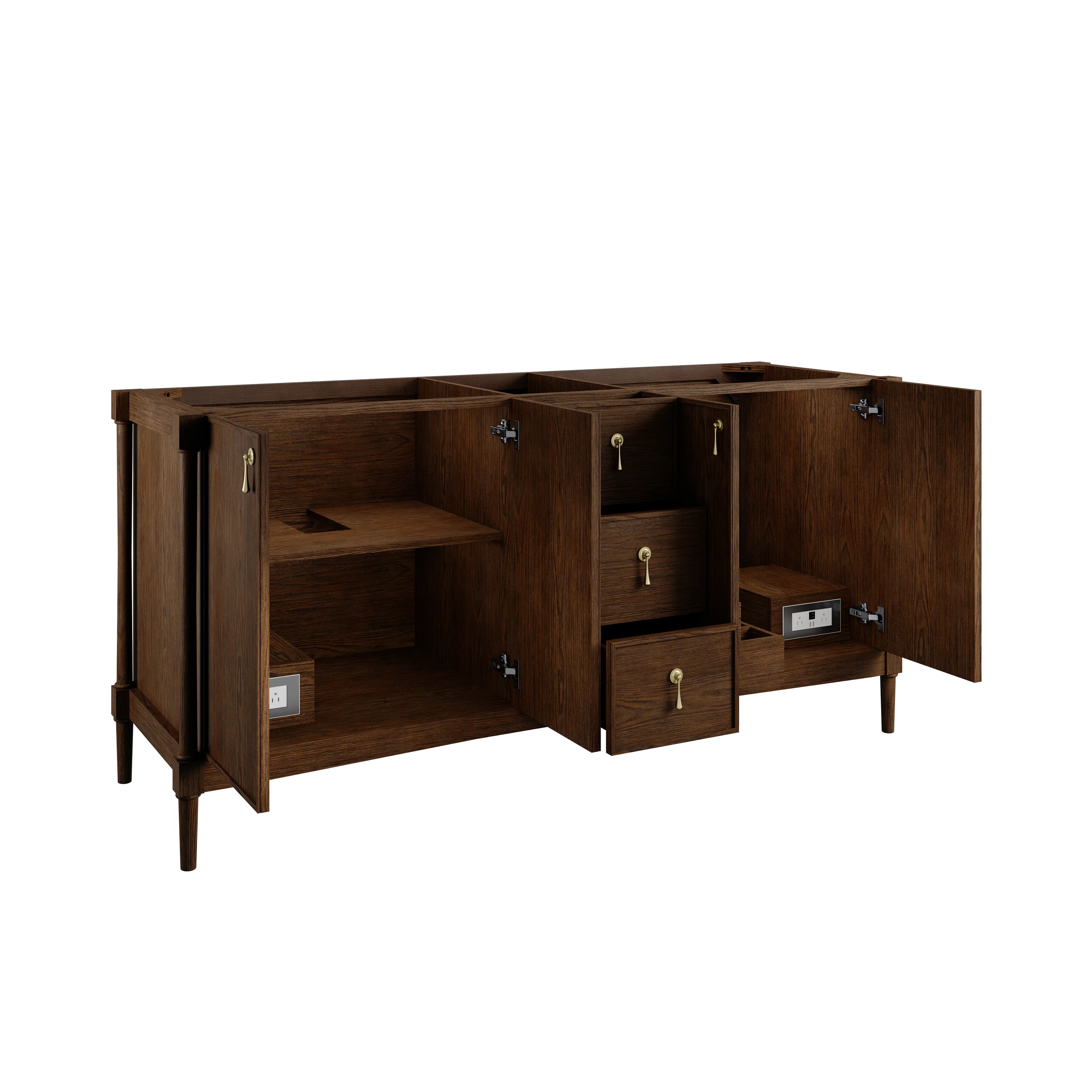 Kinnsden 72" Double Vanity, Sable Oak w/ 3 CM Charcoal Soapstone Silestone Top