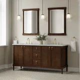 Kinnsden 72" Double Vanity, Sable Oak w/ 3 CM Ethereal Noctis Silestone Top