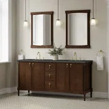 Kinnsden 72" Double Vanity, Sable Oak w/ 3 CM Parisien Bleu Silestone Top