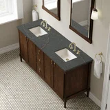 Kinnsden 72" Double Vanity, Sable Oak w/ 3 CM Parisien Bleu Silestone Top