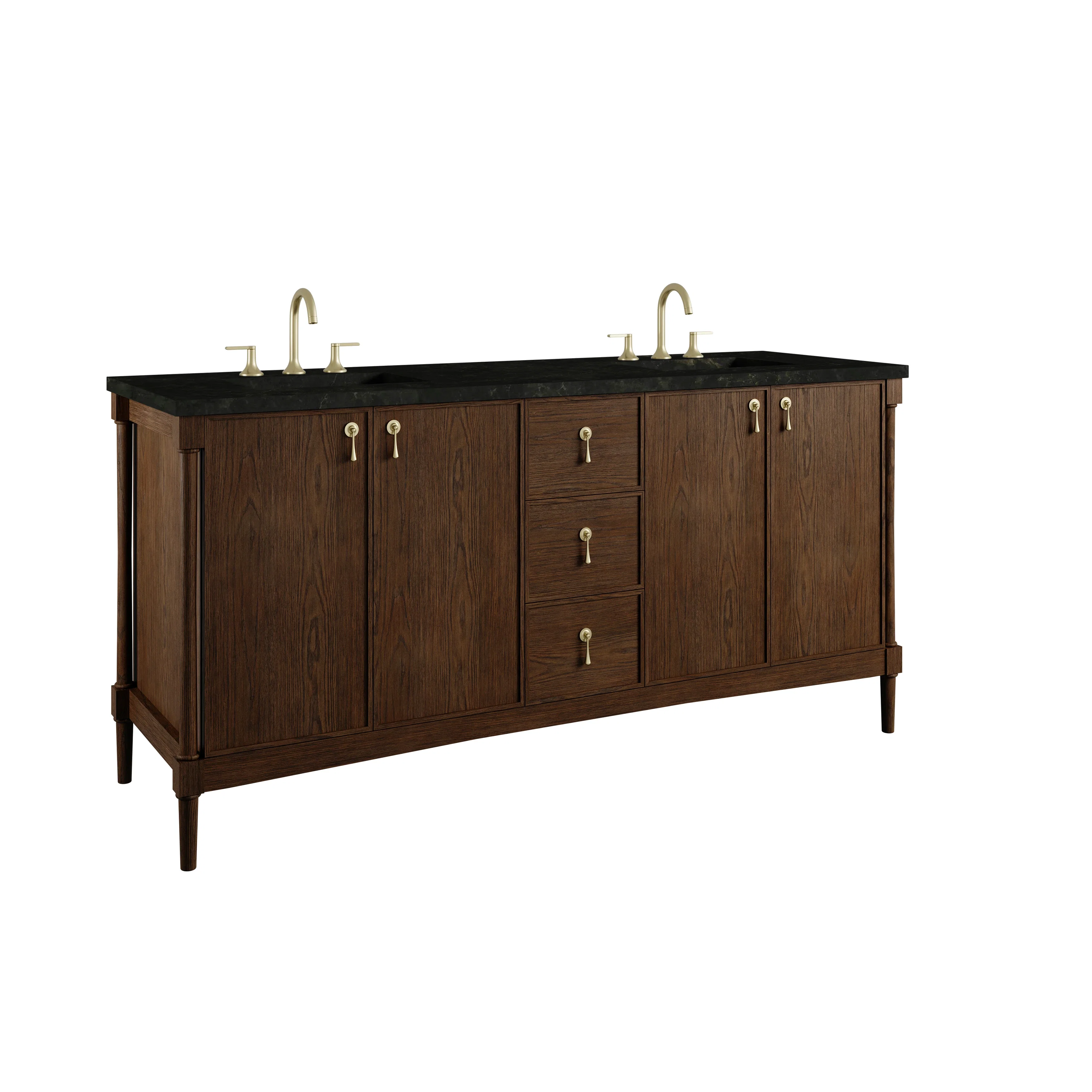 Kinnsden 72" Double Vanity, Sable Oak w/ 3 CM Phantome Eclos Top