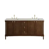 Kinnsden 72" Double Vanity, Sable Oak w/ 3 CM Siberian Silestone Top