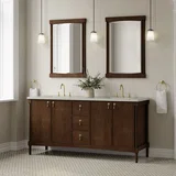 Kinnsden 72" Double Vanity, Sable Oak w/ 3 CM Siberian Silestone Top