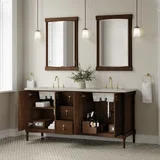 Kinnsden 72" Double Vanity, Sable Oak w/ 3 CM Siberian Silestone Top