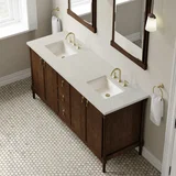 Kinnsden 72" Double Vanity, Sable Oak w/ 3 CM Siberian Silestone Top