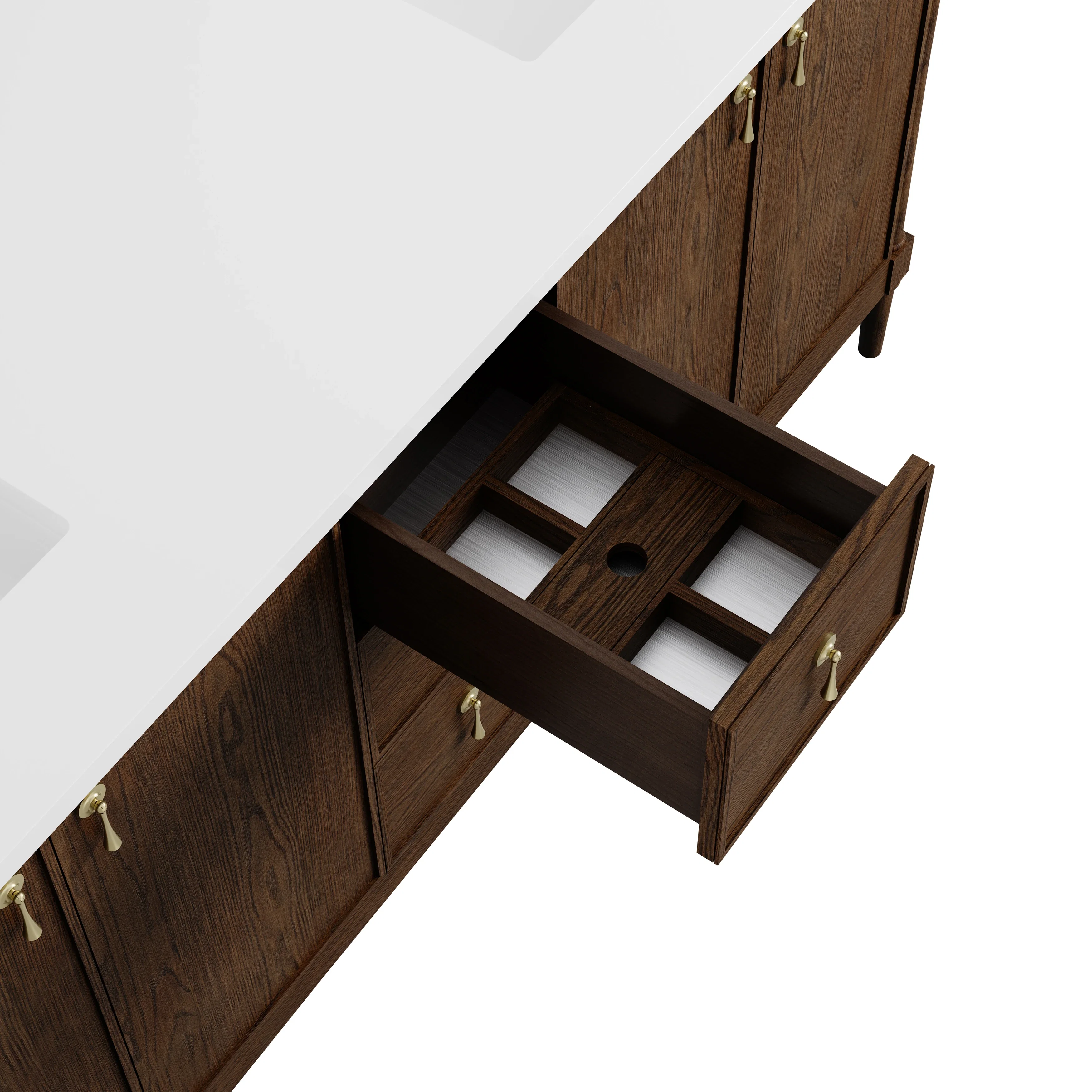 Kinnsden 72" Double Vanity, Sable Oak w/ 3 CM Victorian Silver Silestone Top