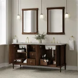 Kinnsden 72" Double Vanity, Sable Oak w/ 3 CM Victorian Silver Silestone Top